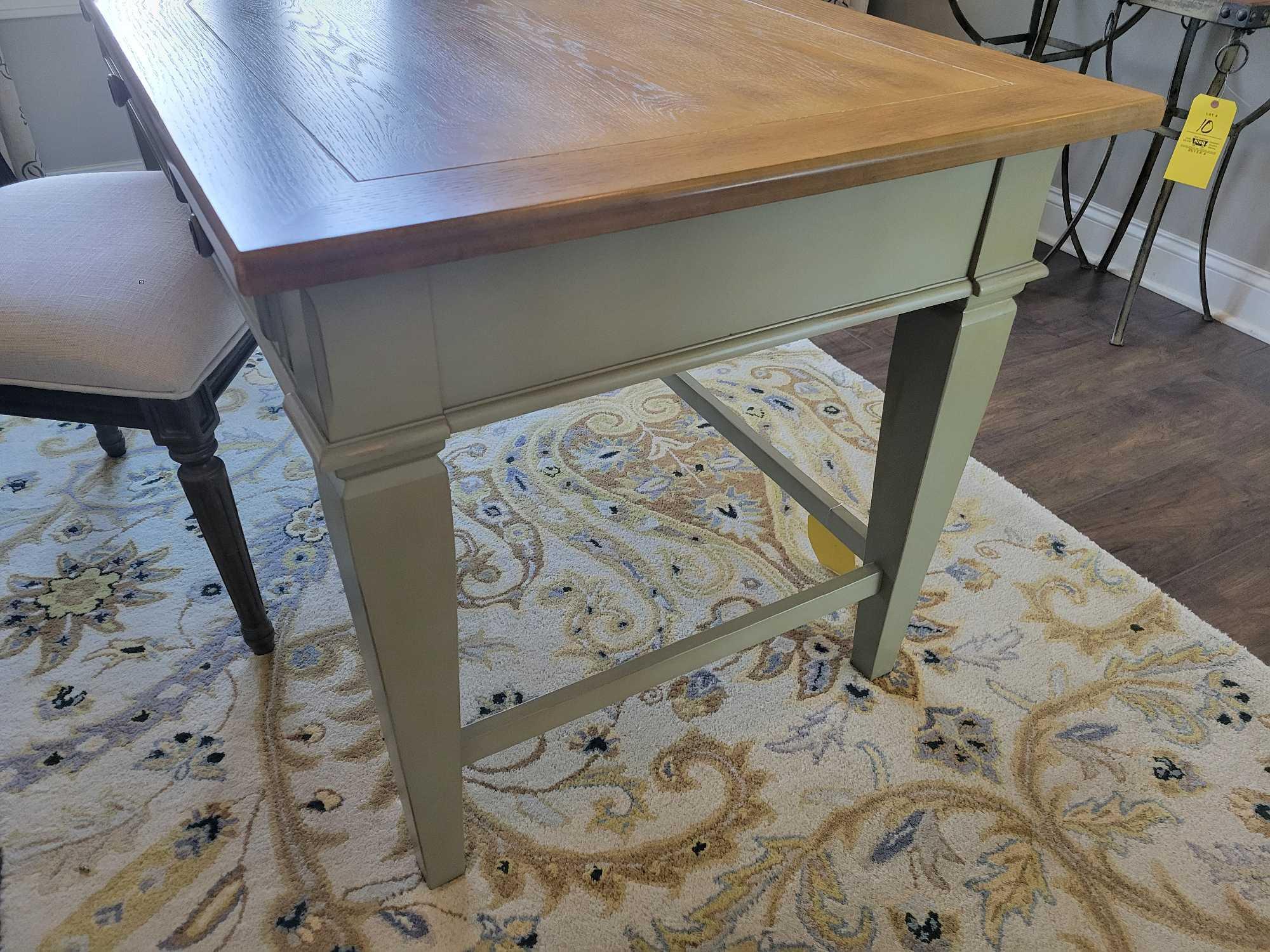Distressed painted modern 3 drawer desk with non matching chair