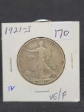1921 S Walking Liberty half dollar