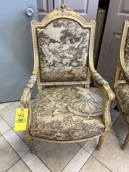 Pair of French Parlor Style Matching Upholstered Chairs