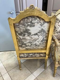 Pair of French Parlor Style Matching Upholstered Chairs