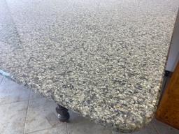 Large Granite Top Table with Wood Carved Legs
