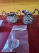 Stieff Sterling creamer and sugar, and spoon