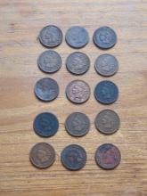15 Indian Head Cents - Various Years