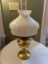 Brass Aladdin oil lamp w/glass shade, #23