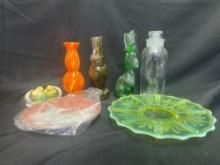 Fenton Cactus Cake Plate, Decanters, Chick Shakers
