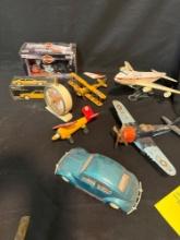 Die Cast and other toys, airplanes, cars, Woody Wood Pecker Clock