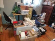 Remaining Bedoom Contents - Drawered Spice Cabinet, Desk, Chairs, Candles, Material, & more