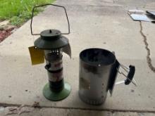 Vintage Coleman Propane Lantern & Weber Charcoal Starter