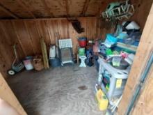 Remaining Contents of Shed - Gardening Cart, Outdoor Furniture, Small Decor, Lumber Pieces, & more