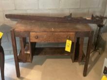 Vintage Oak Writing Desk w/ Pullout, early wood clamp