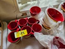 Red china bowls and cups