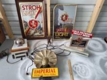 4 Beer Signs, Imperial Whiskey Sign, Schlitz, Stroh light, Miller Genuine Draft