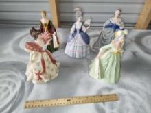 5 Lady Figurines Lenox, Franklin Porcelain