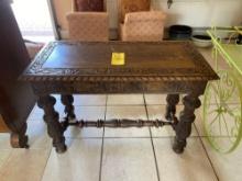 Wooden Carved 2 Drawer Entry Table