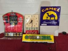 Camel. Coca Cola & Canton Kool Signs & Coca Cola Clock