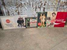 Assorted Coca Cola Advertising Signs & Mirror