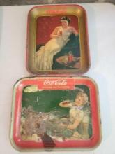 Pair of vintage Coca-Cola trays, one dated 1936