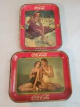 Pair of vintage Coca-Cola trays, one dated 1934