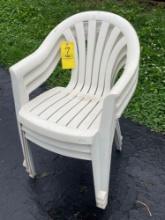 (3) plastic deck chairs