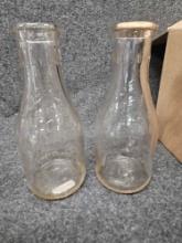 2 Globe Dairy milk bottles