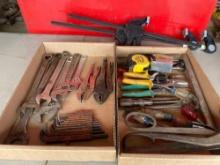 Assorted Tools, Crescent Wrenches, Vice Grips, Tinsnips, etc