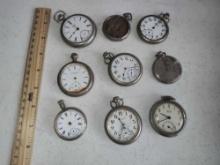 9 Pocket Watches Watch for Parts Or Repair