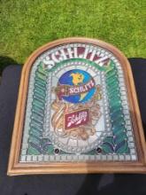 Vintage Schlitz plastic beer light, in the style of a stained glass window