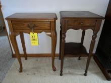 (2) Wood Side Tables with Drawers