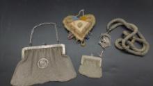 Vintage Wire Mesh Purse and coin purse & F.O.E. Pendant