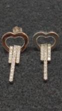 Pair of 14K White Gold and Diamond Pierced Earrings