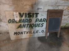 Orchard Park Antiques sign, Wash board