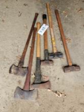 Sledge hammers, axes