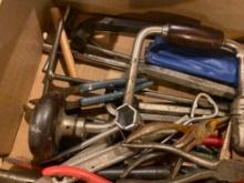 Box of Assorted Hand Drills, Drill Bits, Allen Wrenches, & Side Cuts