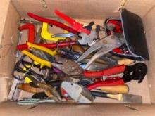 Box of Assorted Snips, Grips, & Clamps