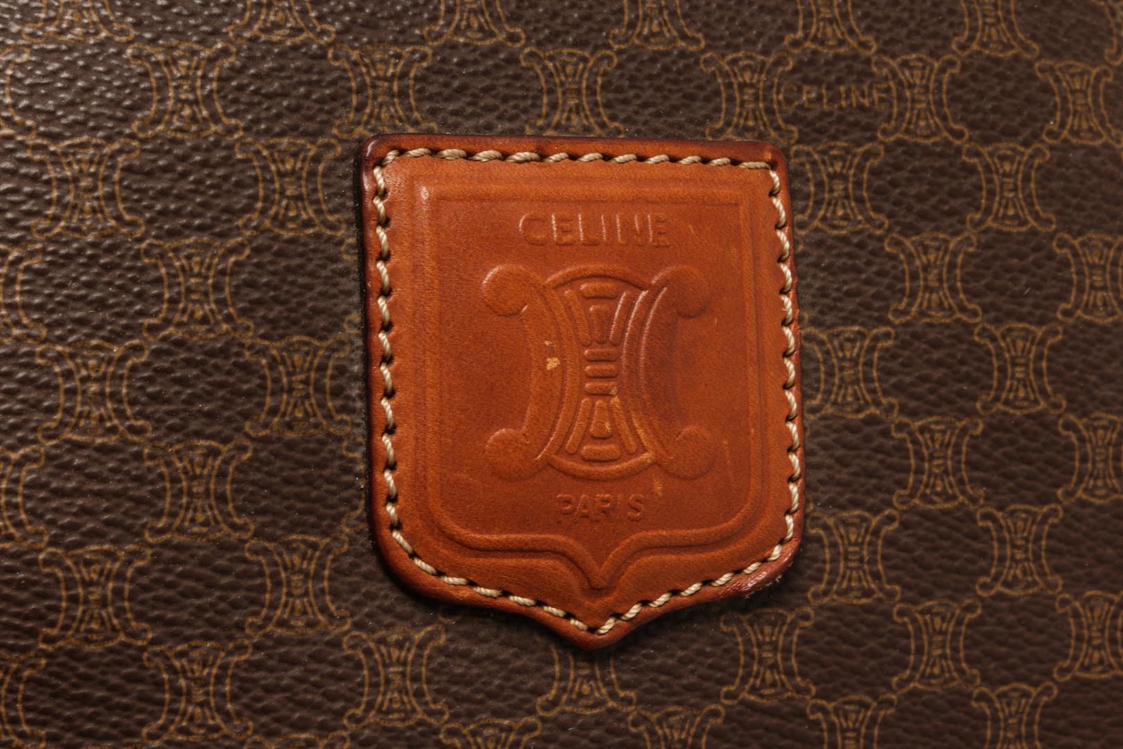 Celine Brown Macadam Pattern Logo Embossed Big Boston Bag