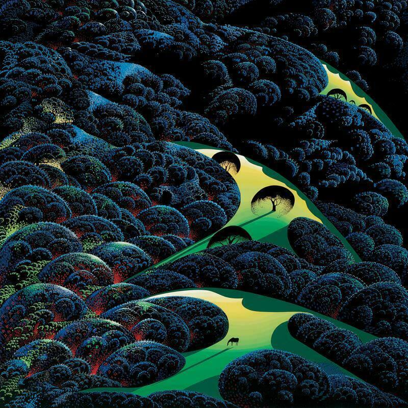 Three Pastures On A Hillside by Eyvind Earle (1916-2000)
