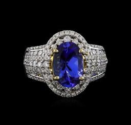 14KT Two-Tone Gold 4.12 ctw Tanzanite and Diamond Ring