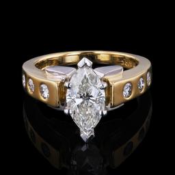 2.01 ctw SI2 CLARITY CENTER Diamond 18K Yellow and White Gold Ring (2.26 ctw Dia