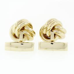 Men's Solid 14k Yellow Gold Sapphire Trinity Infinity Love Knot Heavy Cufflinks