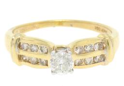 14k Yellow Gold 0.30 ctw Round Diamond & Dual Row Channel Accent Engagement Ring