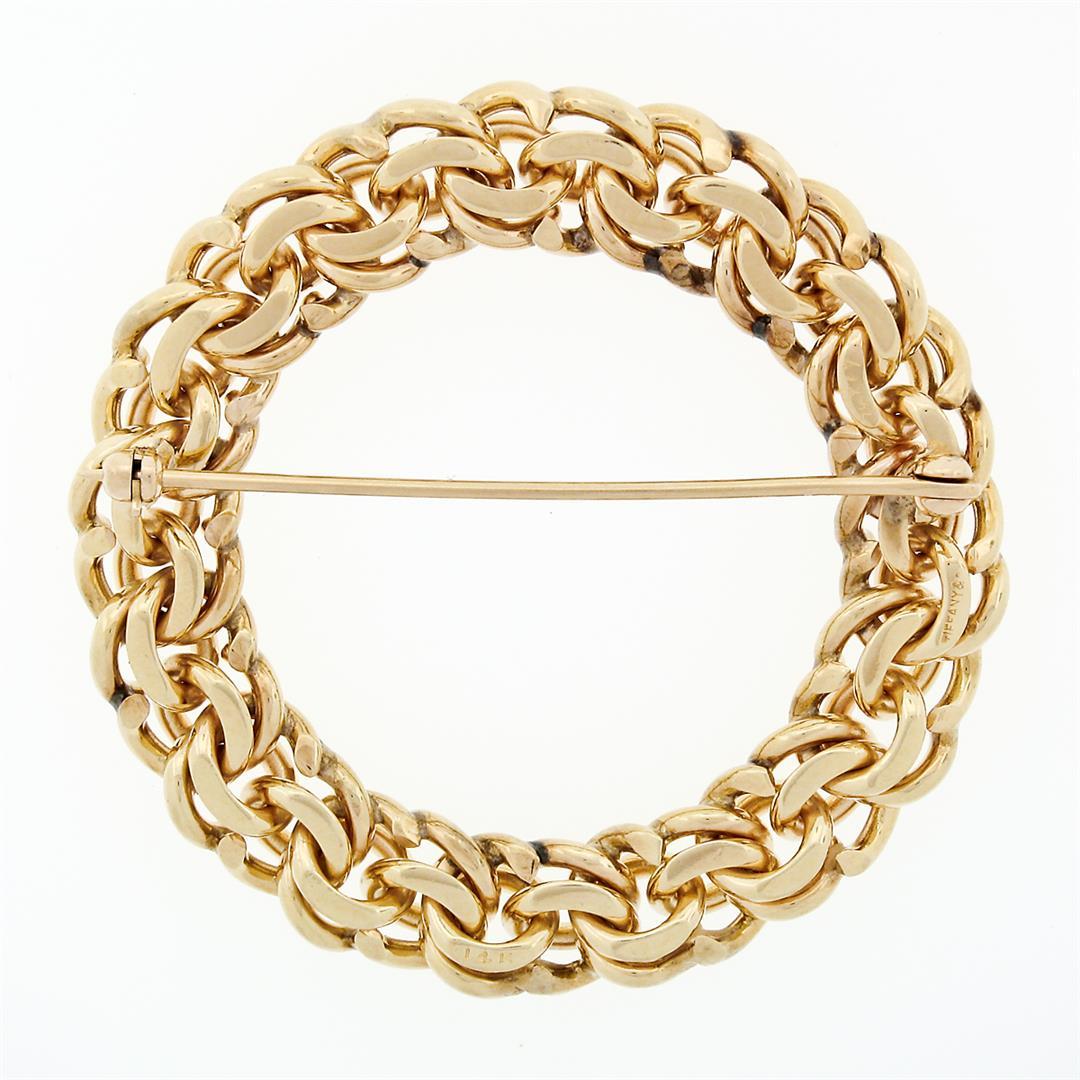 Vintage Tiffany & Co. 14k Yellow Gold Multi Chain Link Circle Wreath Brooch Pin