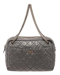 Chanel Grey Leather 2.55 Large Reissue Camera Shoulder Bag