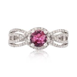 0.70 ctw UNHEATED Pink Sapphire and 0.44 ctw Diamond 14K White Gold Ring