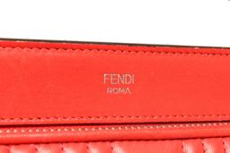 Fendi Red Leather DotCom Click Top Shoulder Bag