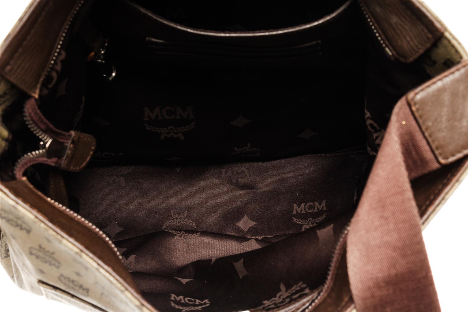 MCM Brown Coated Canvas Crossbody Bag