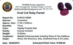 15.63 ctw Oval Mixed Ruby Parcel