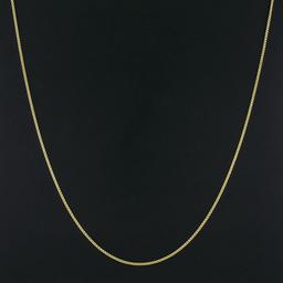 NEW 14K Yellow Gold 24" Long 1.6mm Rounded Beveled Box Link Chain Necklace