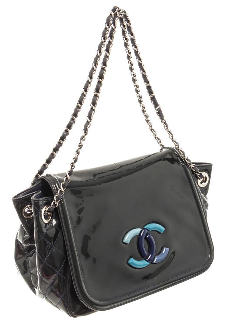 Chanel Black Patent Leather Flap Shoulder Bag
