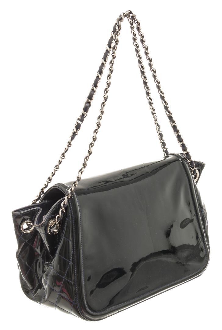 Chanel Black Patent Leather Flap Shoulder Bag