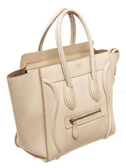Celine Cream Leather Mini Luggage Tote Bag